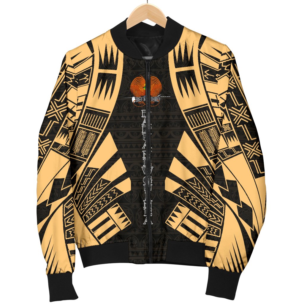 Papua New Guinea Men Bomber Jackets - Polynesian Tattoo Gold - Polynesian Pride