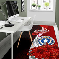 Northern Mariana Islands Polynesian Area Rug - Coat Of Arm With Hibiscus - Polynesian Pride