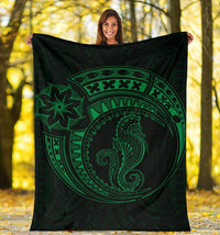Seahorse Polynesian Blanket - Polynesian Tattoo Green - Polynesian Pride