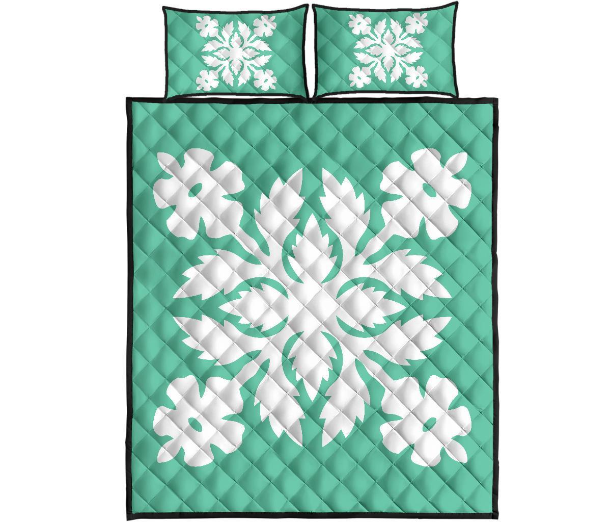 Hawaiian Quilt Bed Set Royal Pattern - Seafoarm - B2 Style - Polynesian Pride