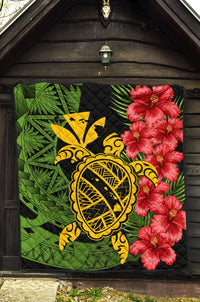 Hawaii Turtle Hibiscus Polynesian Premium Quilt - Aphos Style - Polynesian Pride
