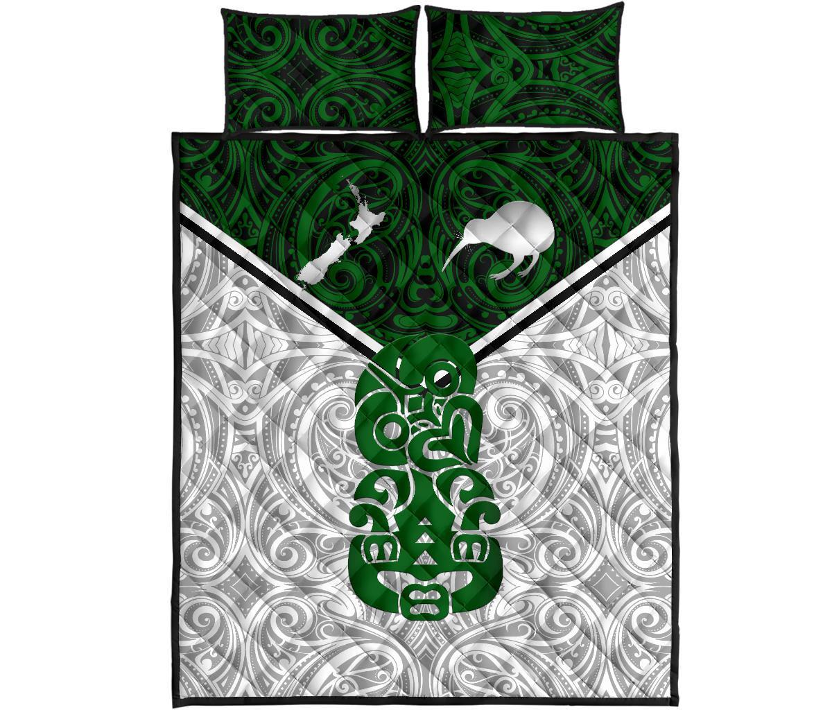 New Zealand Maori Rugby Quilt Bed Set Pride Version - White - Polynesian Pride