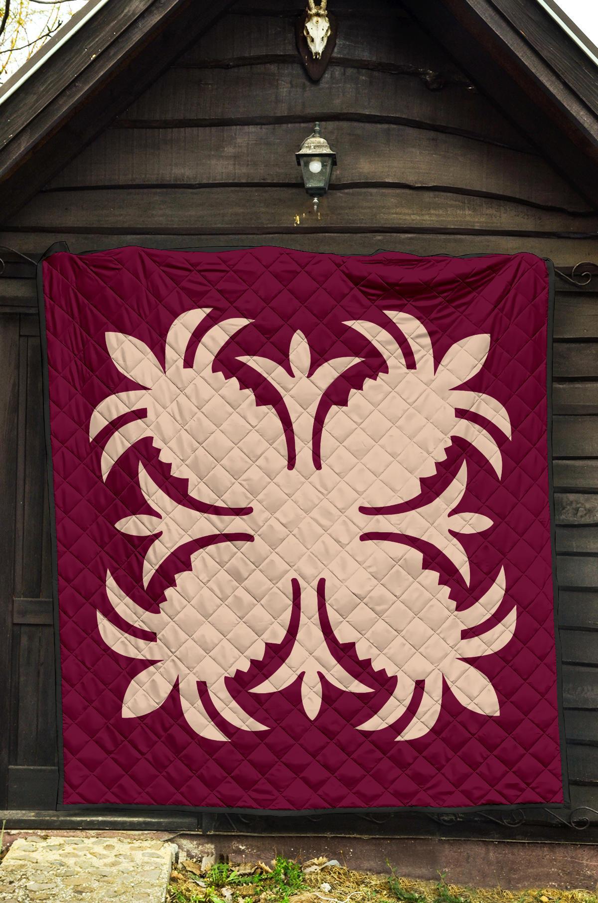 Hawaiian Premium Quilt Royal Pattern - Pink - A2 Style - Polynesian Pride