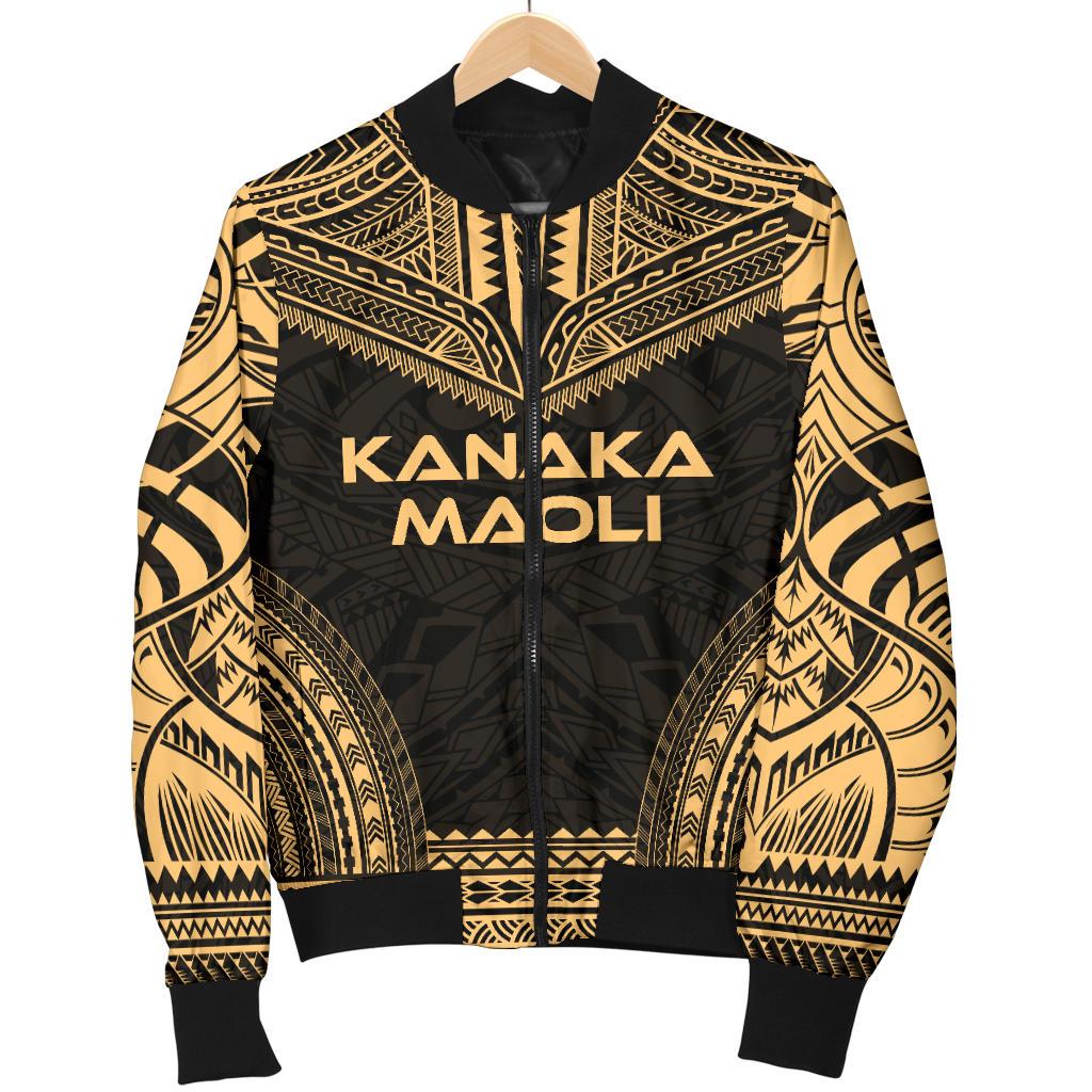 Kanaka Maoli Polynesian Chief Men's Bomber Jacket - Gold Version - Polynesian Pride