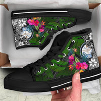 Marshall Islands High Top Shoes - Turtle Plumeria Banana Leaf Crest - Polynesian Pride
