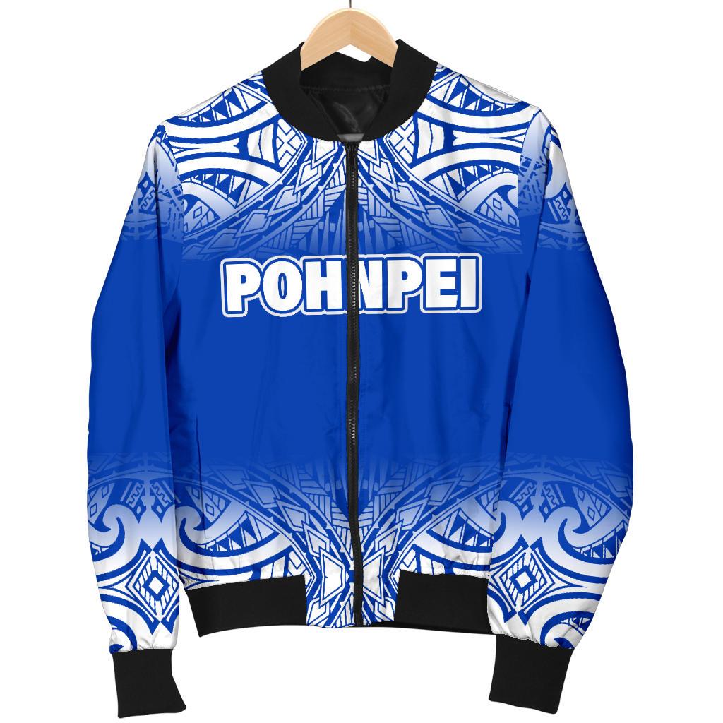 Pohnpei Women's Bomber Jacket - Fog Blue Style - Polynesian Pride