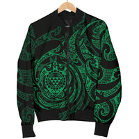 Polynesian Hawaii Men's Bomber Jacket - Green Turtle Tribal Green - Polynesian Pride