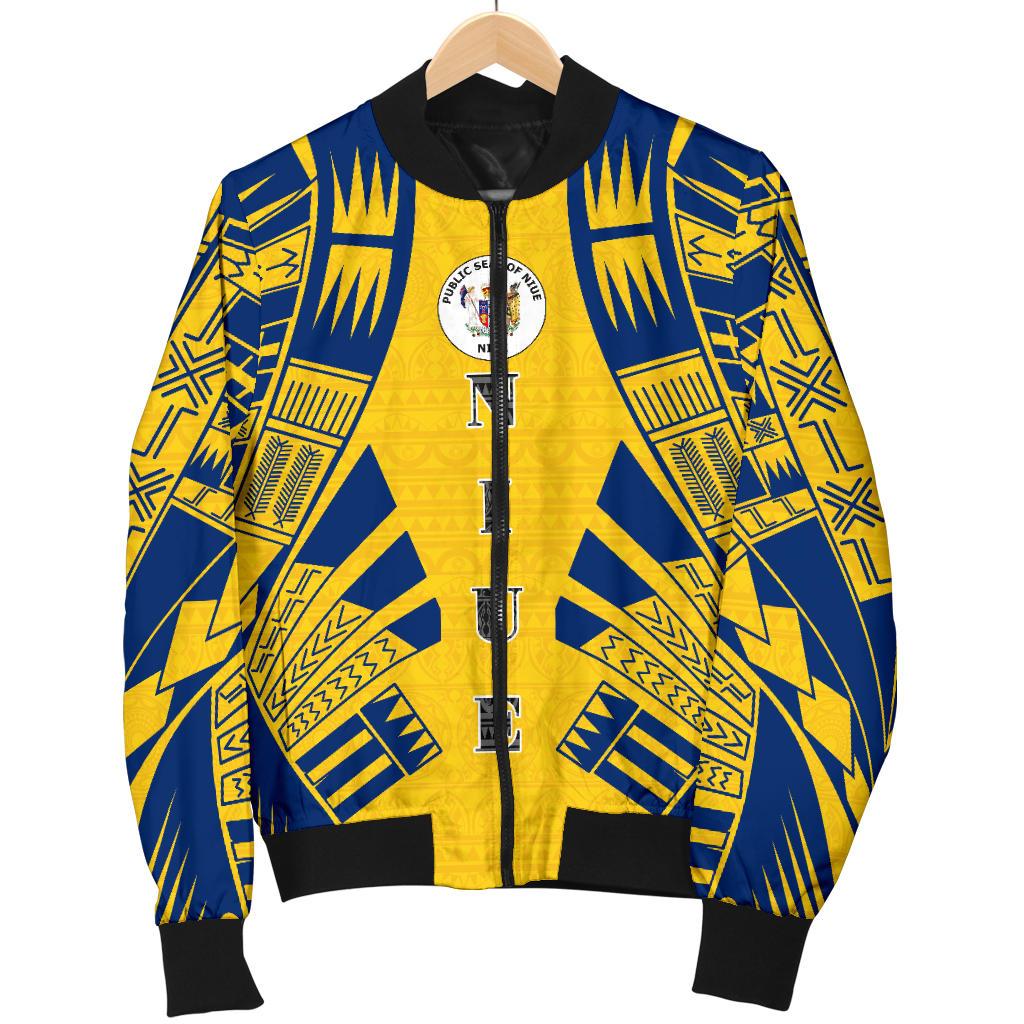 Niue Men Bomber Jackets - Polynesian Tattoo Flag - Polynesian Pride