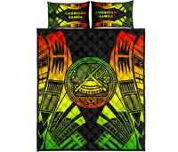 American Samoa Quilt Bed Set - American Samoa Seal Polynesian Reggae Tattoo Art - Polynesian Pride