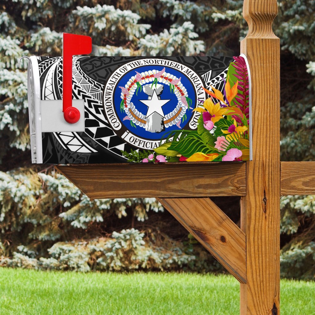 Northern Mariana Islands Mailbox Cover - Tropical Flowers Style - Polynesian Pride