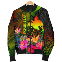 Papua New Guinea Polynesian Personalised Men's Bomber Jacket - Hibiscus and Banana Leaves - Polynesian Pride