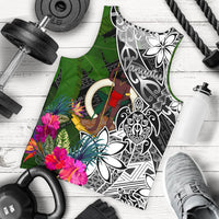 Vanuatu Men Tank Top - Turtle Plumeria Banana Leaf Black - Polynesian Pride