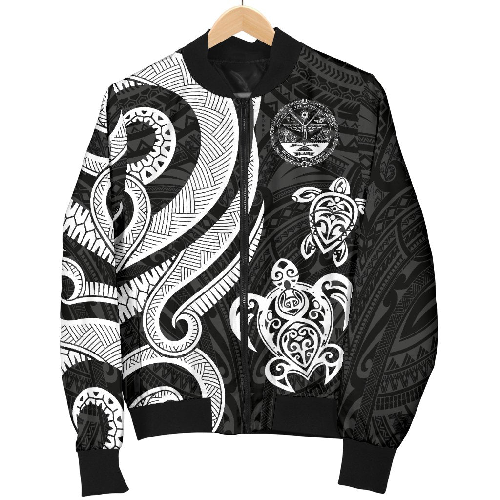 Marshall Islands Men's Bomber Jacket - Tentacle Turtle White - Polynesian Pride