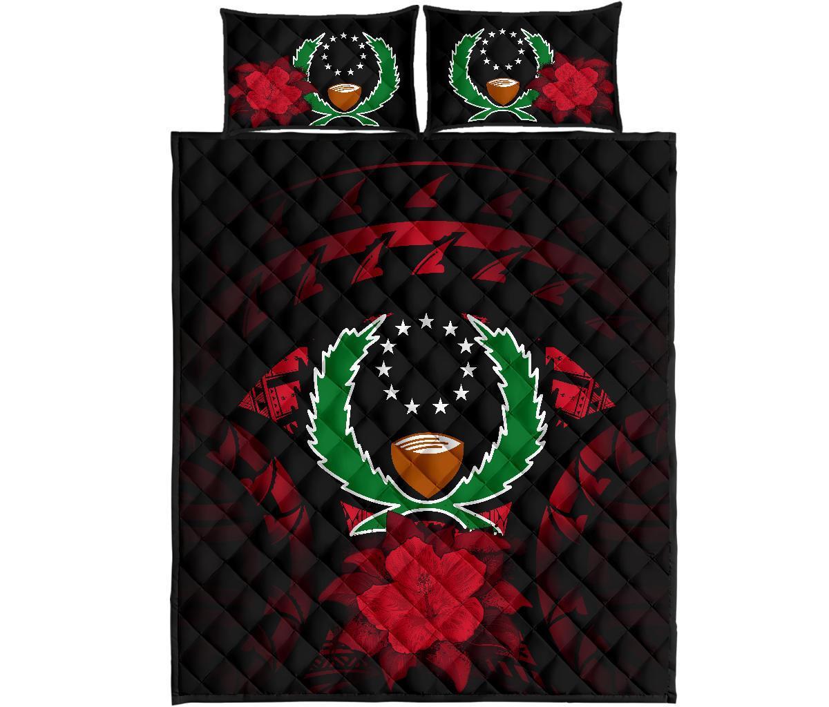Pohnpei Polynesian Quilt Bed Set Hibiscus Red - Polynesian Pride