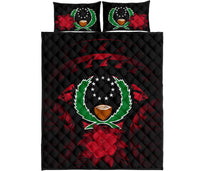 Pohnpei Polynesian Quilt Bed Set Hibiscus Red - Polynesian Pride