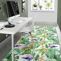 Tropical Orange Orchids Strelitzia Monstera Rug - Polynesian Pride