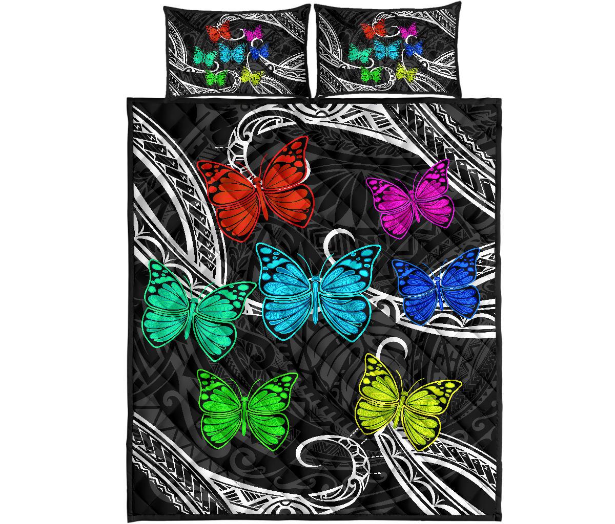 Hawaii Polynesian Butterflies Quilt Bed Set - Polynesian Pride