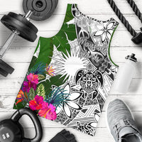 Marshall Islands Men's Tank Top White - Turtle Plumeria Banana Leaf White - Polynesian Pride