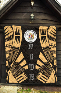 Niue Premium Quilt - Niue Seal Polynesian Gold Tattoo - Polynesian Pride