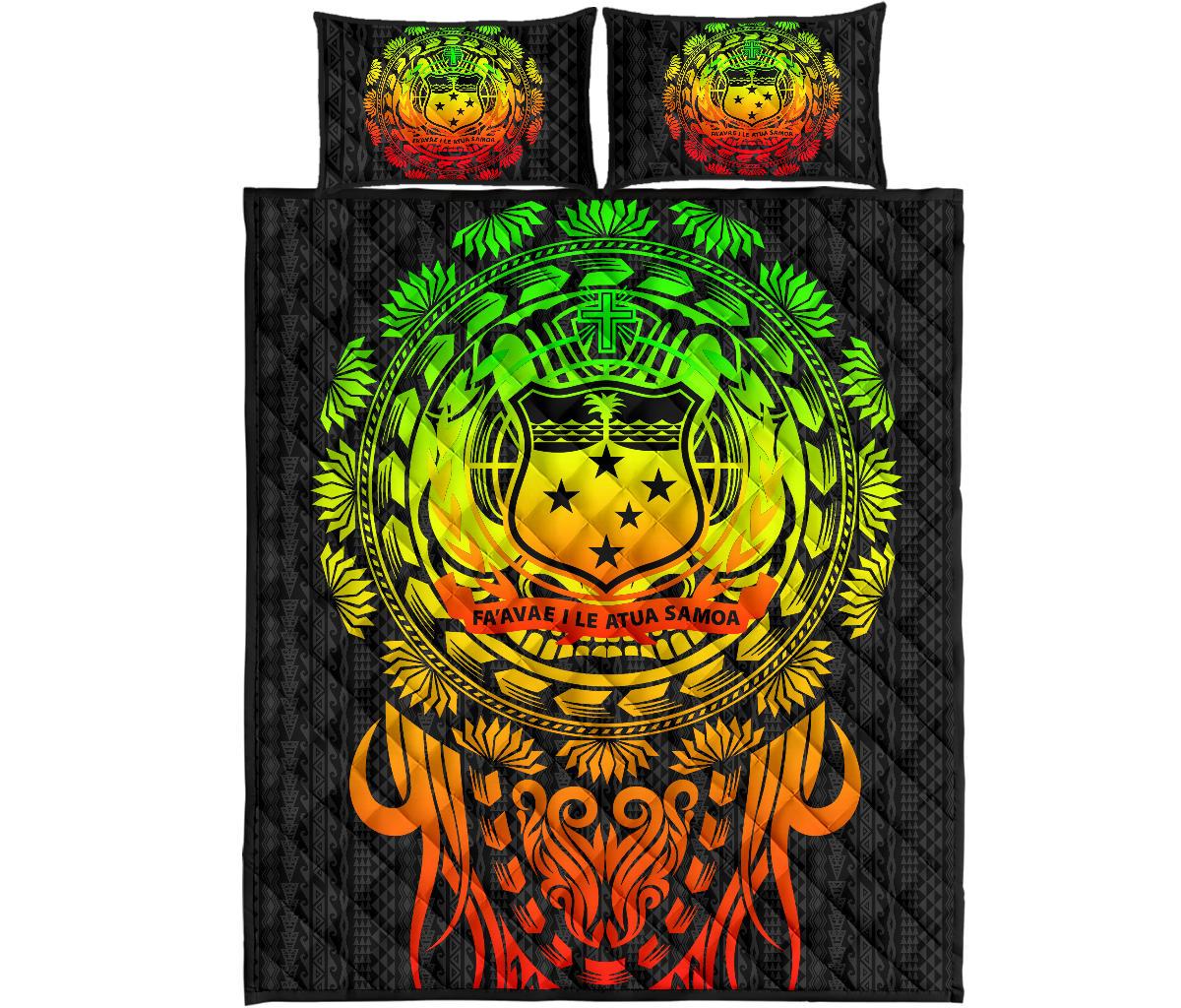 Samoa Polynesian Quilt Bed Set - Tattoo Pattern With Seal - Polynesian Pride