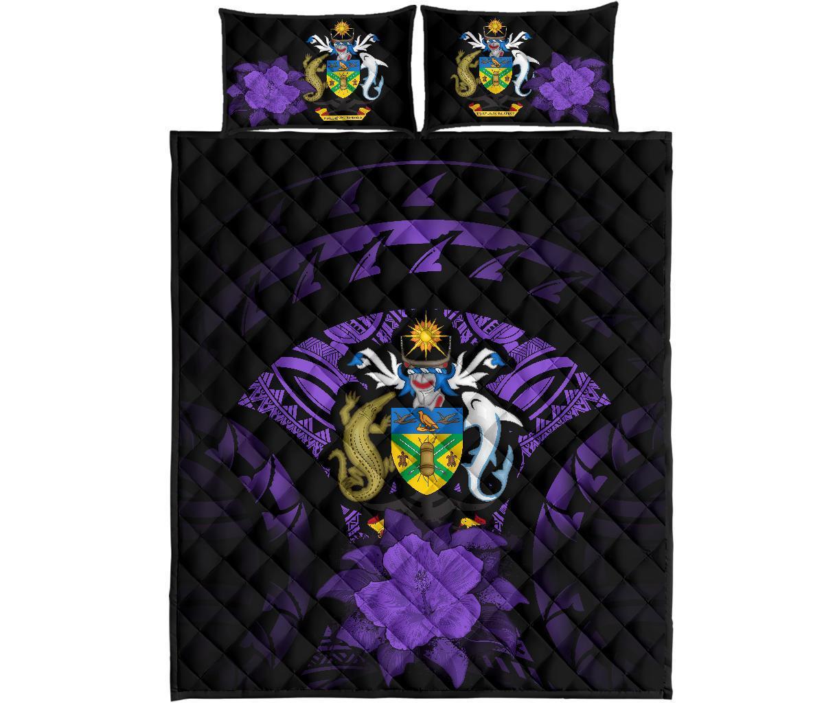 Solomon Islands Polynesian Quilt Bed Set Hibiscus Purple - Polynesian Pride