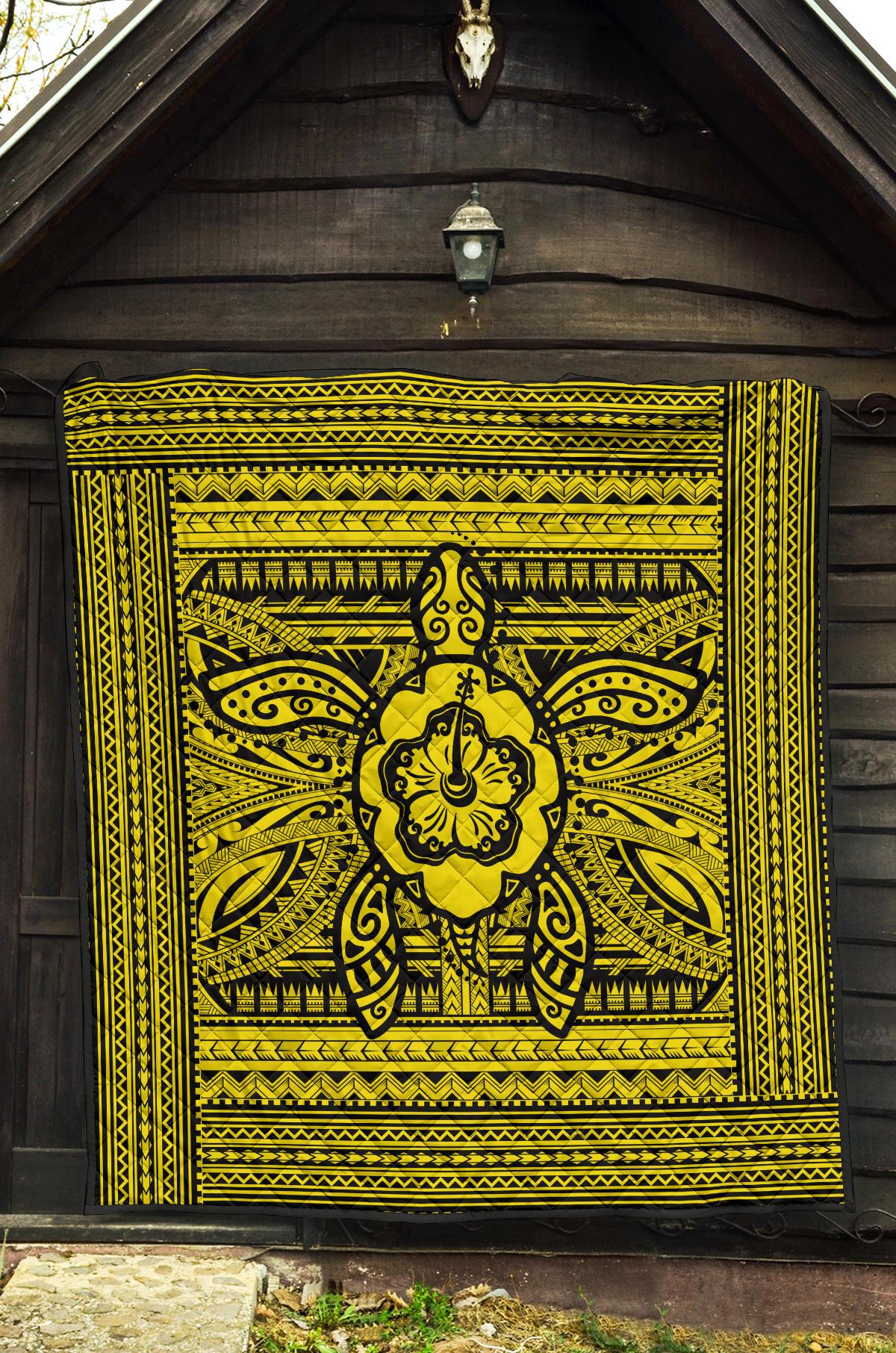 Hawaii Polyensian Turtle Premium Quilt Yellow - Polynesian Pride