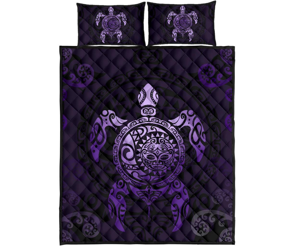 Maori Turtle Quilt Bed Set Purple - Polynesian Pride