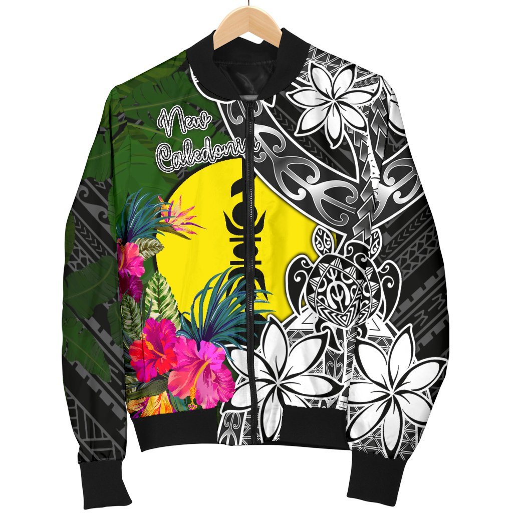 New Caledonia Men Bomber Jacket - Turtle Plumeria Banana Leaf - Polynesian Pride