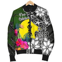New Caledonia Men Bomber Jacket - Turtle Plumeria Banana Leaf - Polynesian Pride