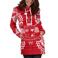 Fiji Polynesian Hoodie Dress Map Red White - Polynesian Pride