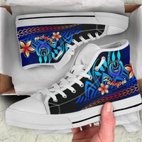 Pohnpei High Top Shoes Blue - Vintage Tribal Mountain - Polynesian Pride