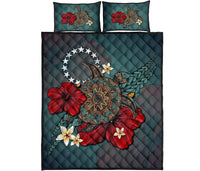 Cook Islands Quilt Bed Set - Blue Turtle Tribal Blue - Polynesian Pride