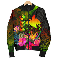 Papua New Guinea Polynesian Men's Bomber Jacket - Hibiscus and Banana Leaves - Polynesian Pride