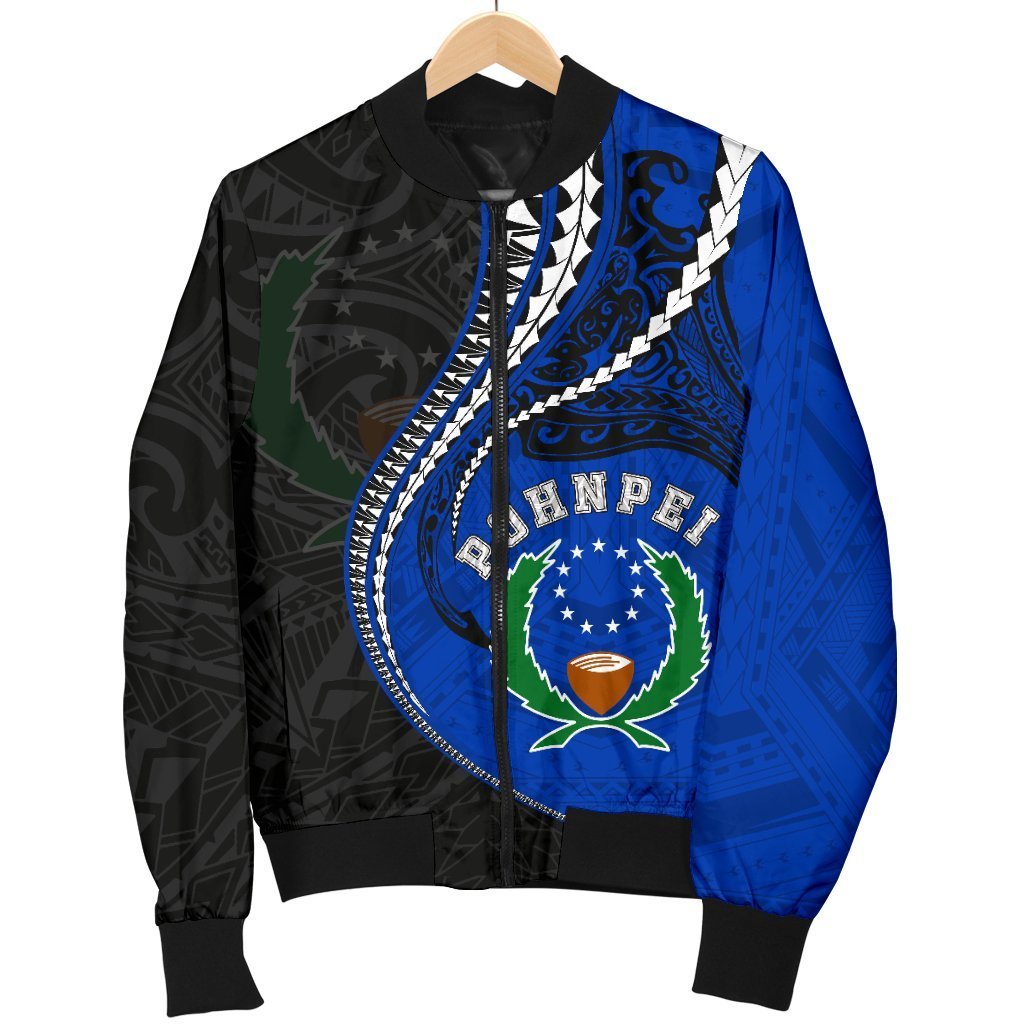 Pohnpei Men's Bomber Jacket Kanaloa Tatau (Black) - Polynesian Pride