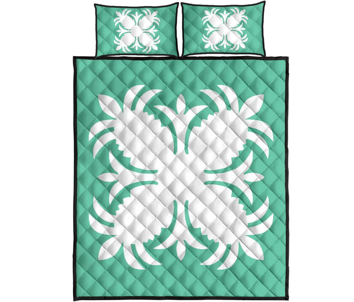 Hawaiian Quilt Bed Set Royal Pattern - Seafoarm - A2 Style - Polynesian Pride