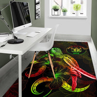 Niue Polynesian Area Rugs - Turtle With Blooming Hibiscus Reggae - Polynesian Pride