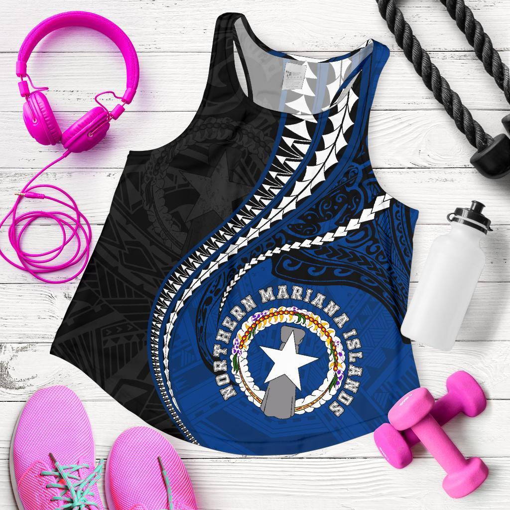 Northern Mariana Islands Women's Racerback Tank Kanaloa Tatau Gen MP Black - Polynesian Pride