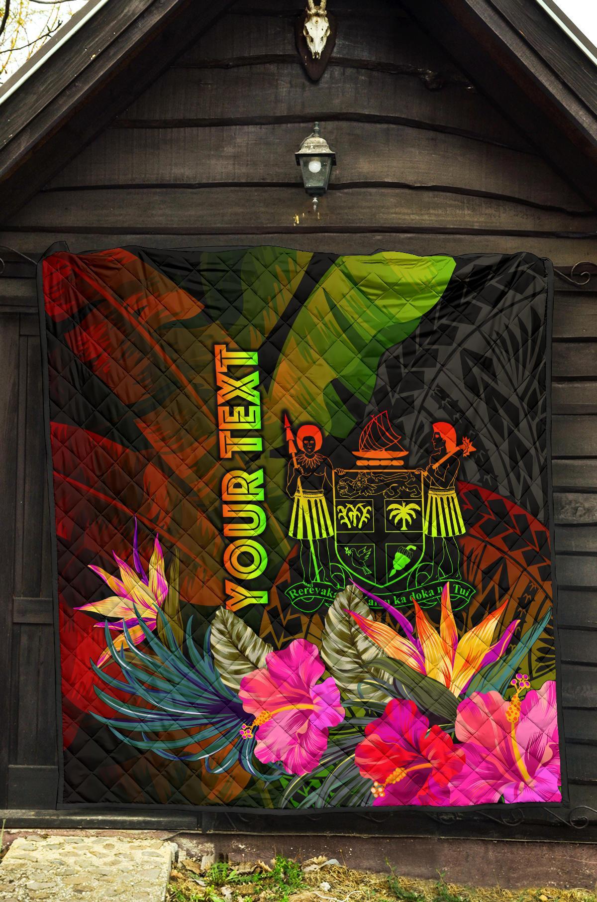 Fiji Polynesian Personalised Premium Quilt - Hibiscus and Banana Leaves - Polynesian Pride
