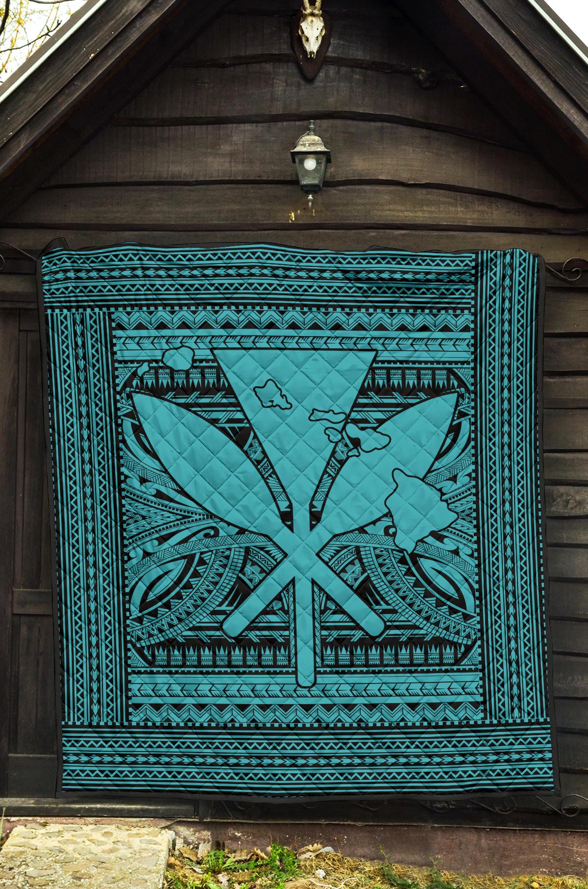 Hawaii Polynesian Kanaka Maoli Premium Quilt Blue - Polynesian Pride