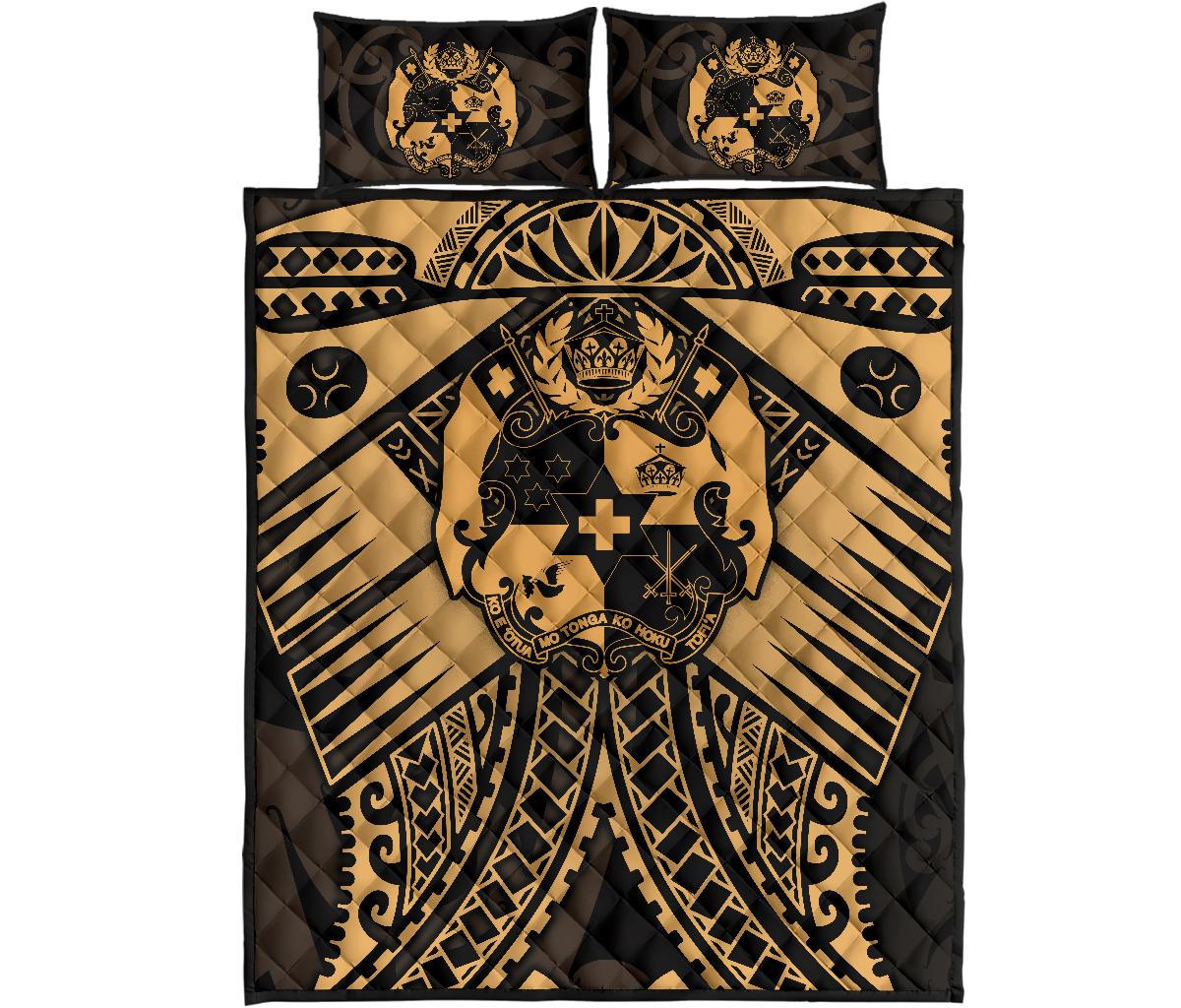 Tonga Polynesian Quilt Bed Set - Tonga Gold Seal Polynesian Tattoo - Polynesian Pride