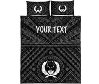Pohnpei Personalised Quilt Bed Set - Pohnpei Seal With Polynesian Tattoo Style ( Black) - Polynesian Pride