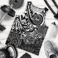 Tahiti Polynesian Men Tank Top - White Turtle Hibiscus Flowing White - Polynesian Pride