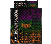 American Samoa Quilt Bed Set - AS Seal Rocket Style - Polynesian Pride