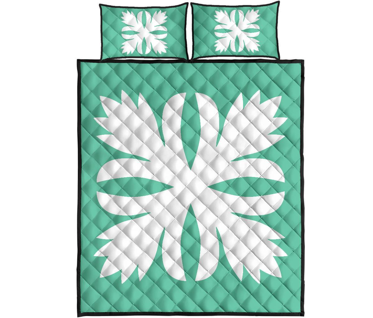 Hawaiian Royal Pattern Quilt Bed Set - Seafoarm - C3 Style - Polynesian Pride