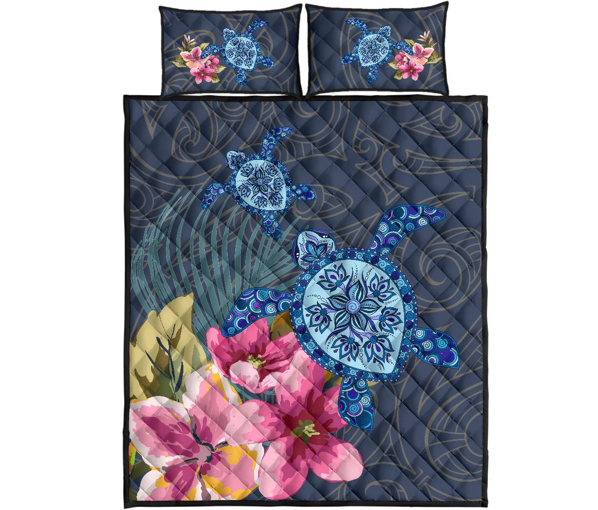 Hawaii Turtle Hibiscus Quilt Bed Set - LH Style - Polynesian Pride