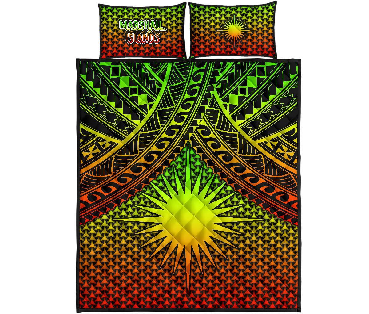 Polynesian Marshall Islands Quilt Bed Set - Reggae Vintage Polynesian Patterns - Polynesian Pride