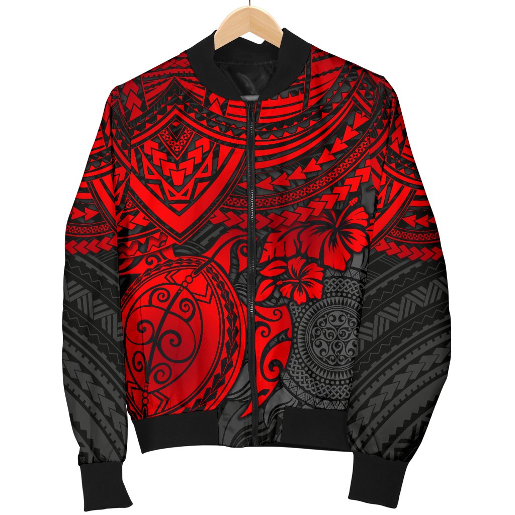 Polynesian Bomber Jacket (Men) - Polynesian Red Turtle - Polynesian Pride