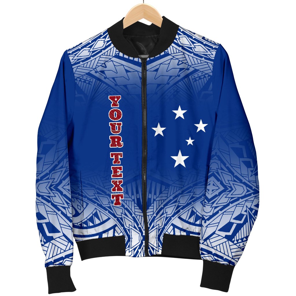 Samoa Custom Personalised Men's Bomber Jacket - Polynesian Fog Blue - Polynesian Pride