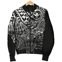 Polynesian Hawaii (Kanaka Maoli) Men Bomber Jacket - White Hibiscus Turtle Flowing - Polynesian Pride