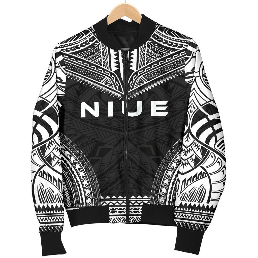 Niue Polynesian Chief Women'S Bomber Jacket - Black Version - Polynesian Pride